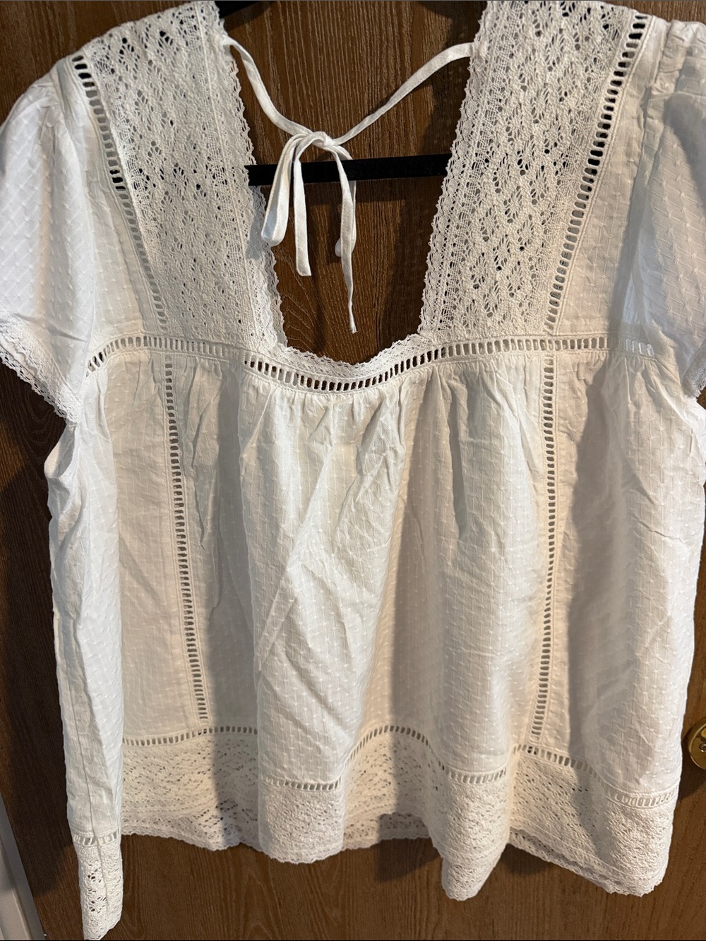torrid White Swiss Dot Lace Peasant Blouse - Picture 6 of 8